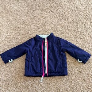 Cat & Jack Navy Puffer Jacket with Pink Zipper
